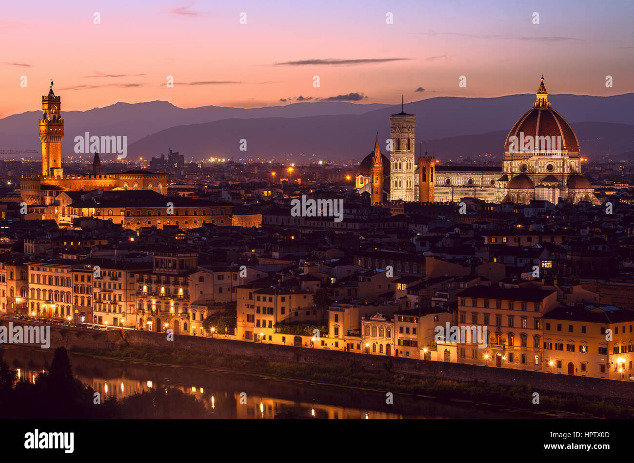 Schönen Abend Blick auf Florenz in Italien Stockfoto