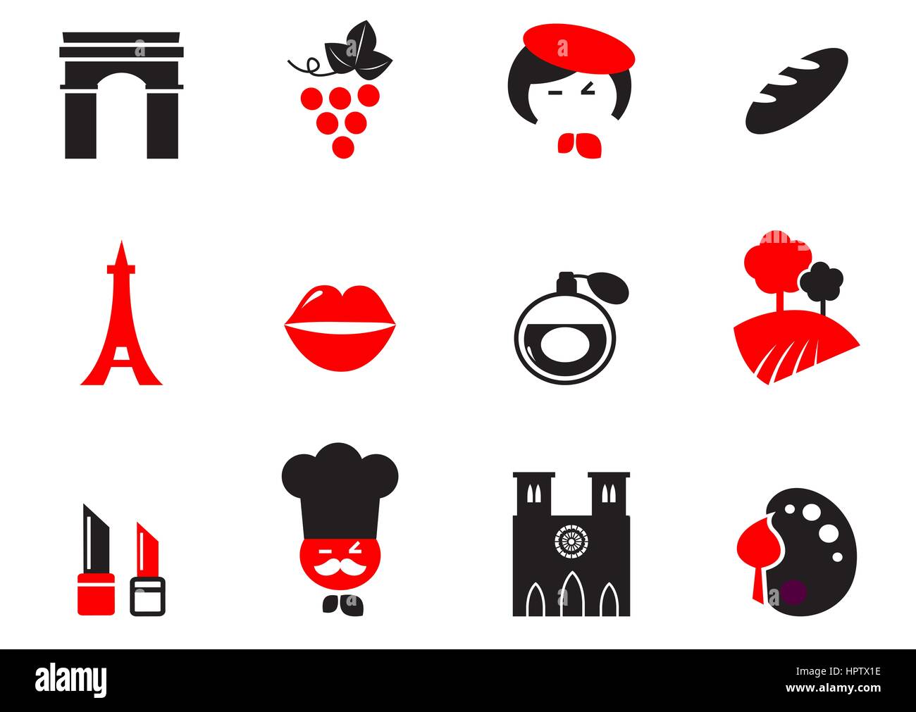 10618042 - Icons set und design-Elemente mit französischen und Paris Themen. Vektor-Cartoon. Stockfoto