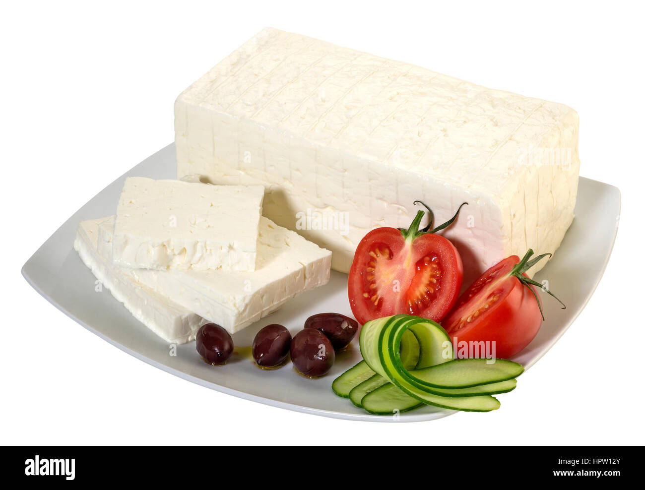 Feta-Käse-Block(+clipping path) Stockfoto