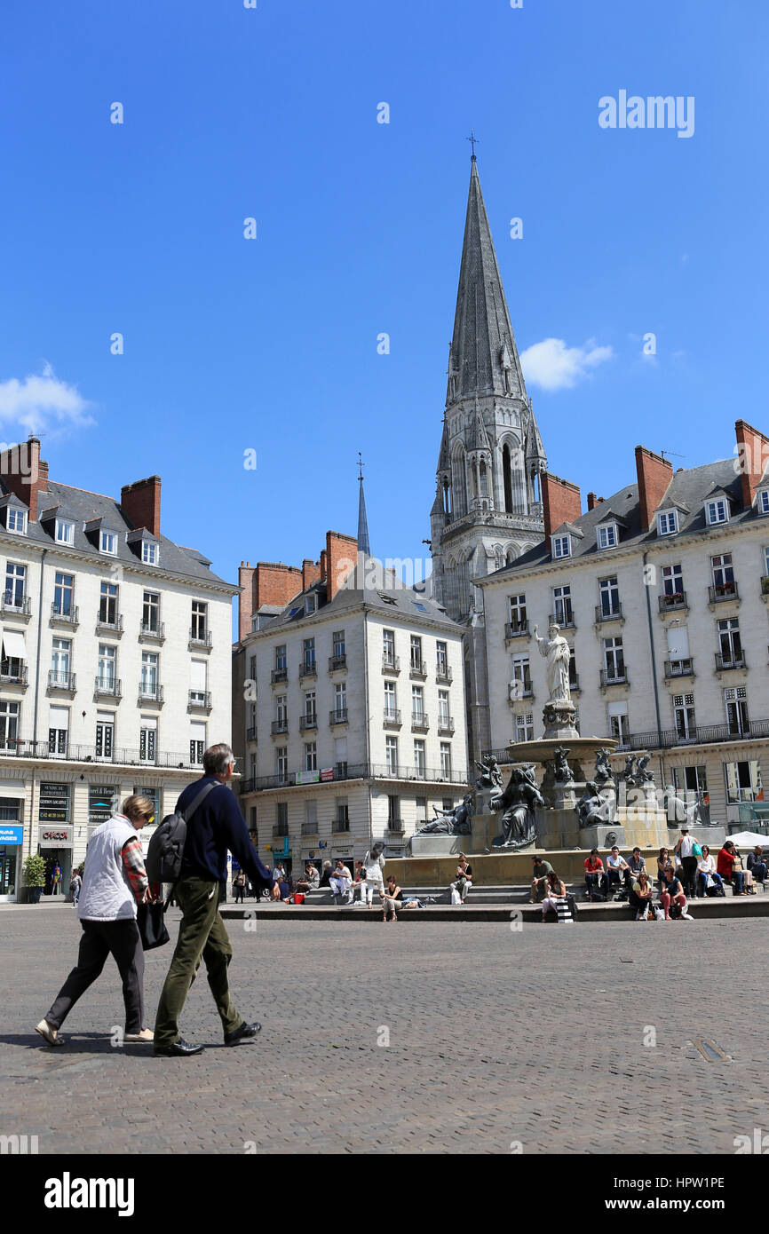 Nantes (Frankreich): Place Royale' Square Stockfoto