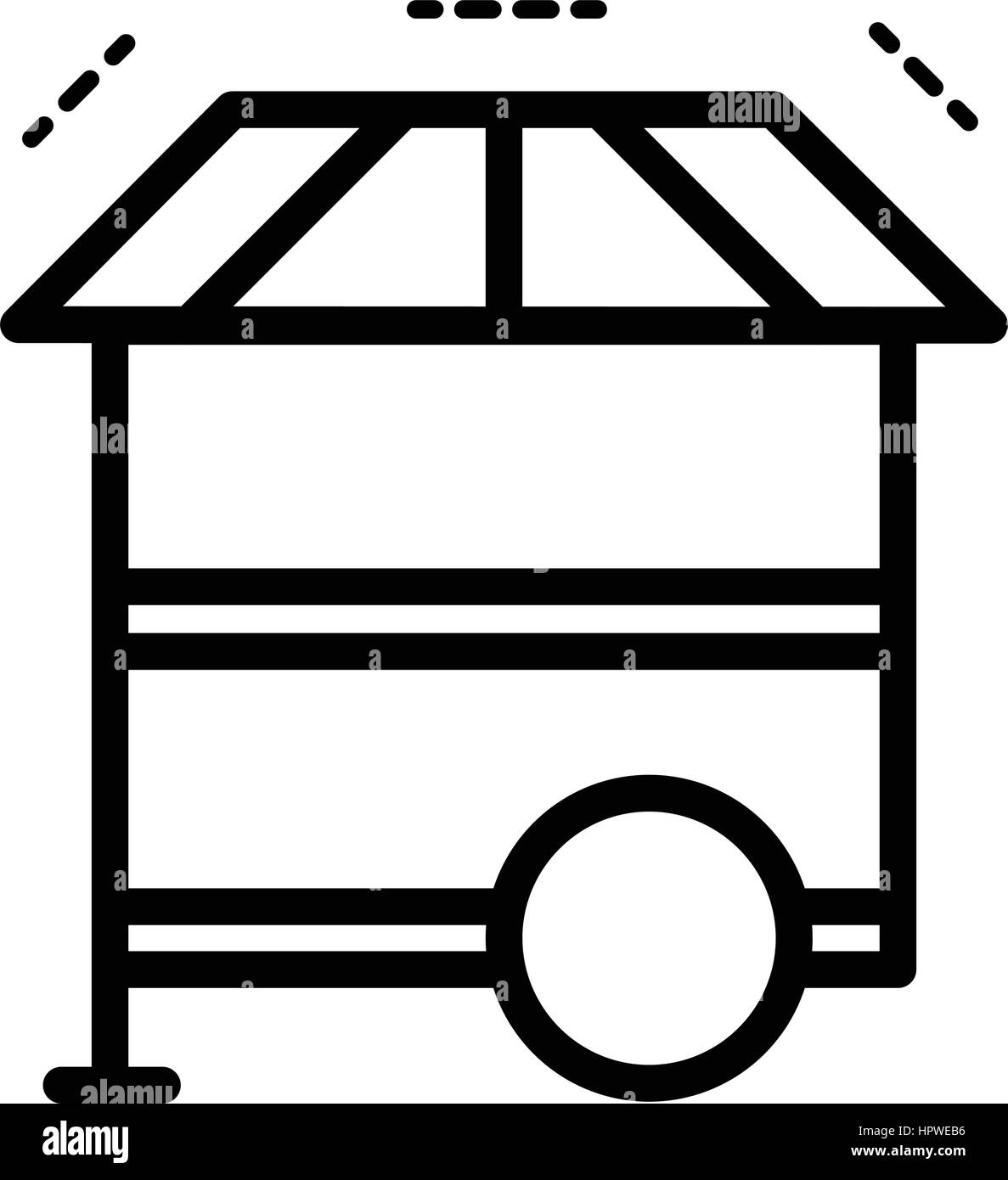 Hot Dog Cart Symbol Linienart Stock Vektor