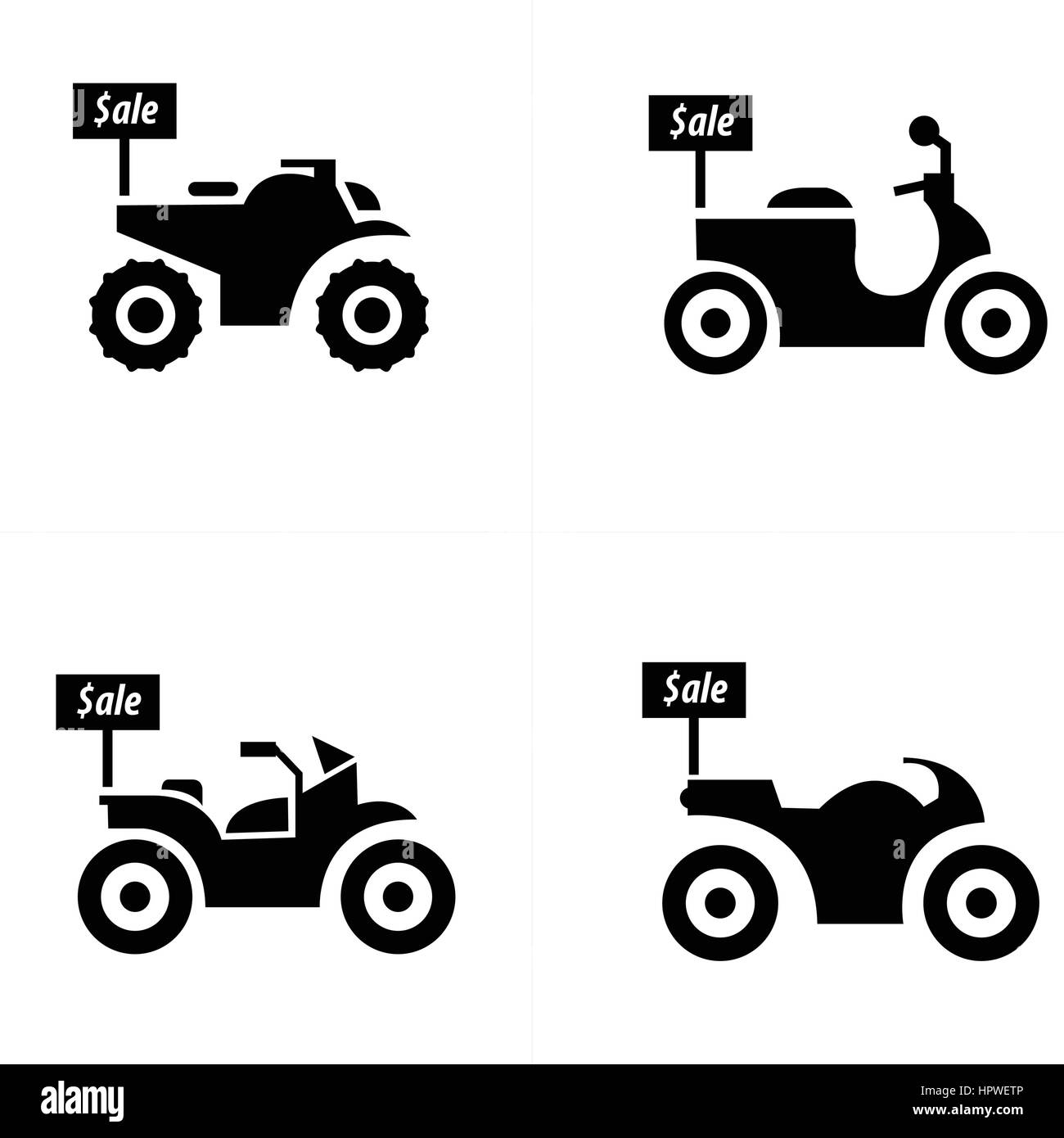 Motorrad Verkauf-Icon-set Stock Vektor