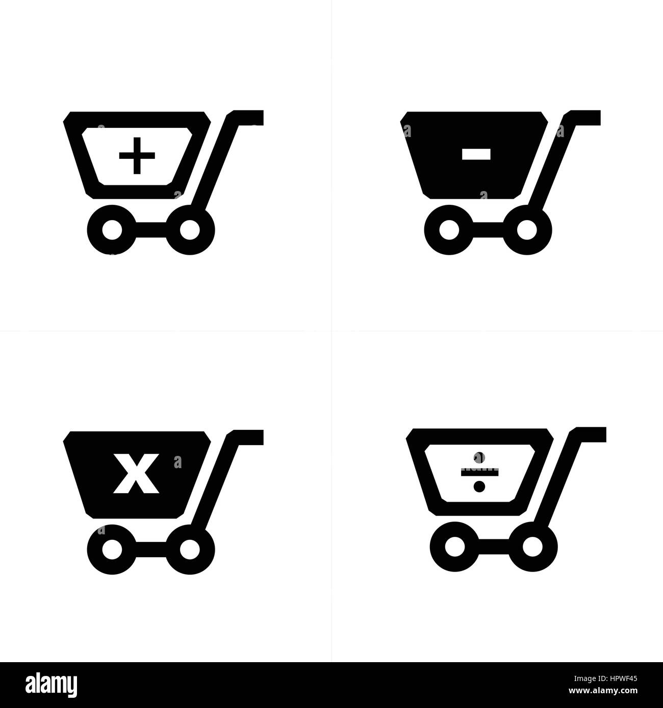 Shopping Cart-Icons mit mathematisches symbol Stock Vektor