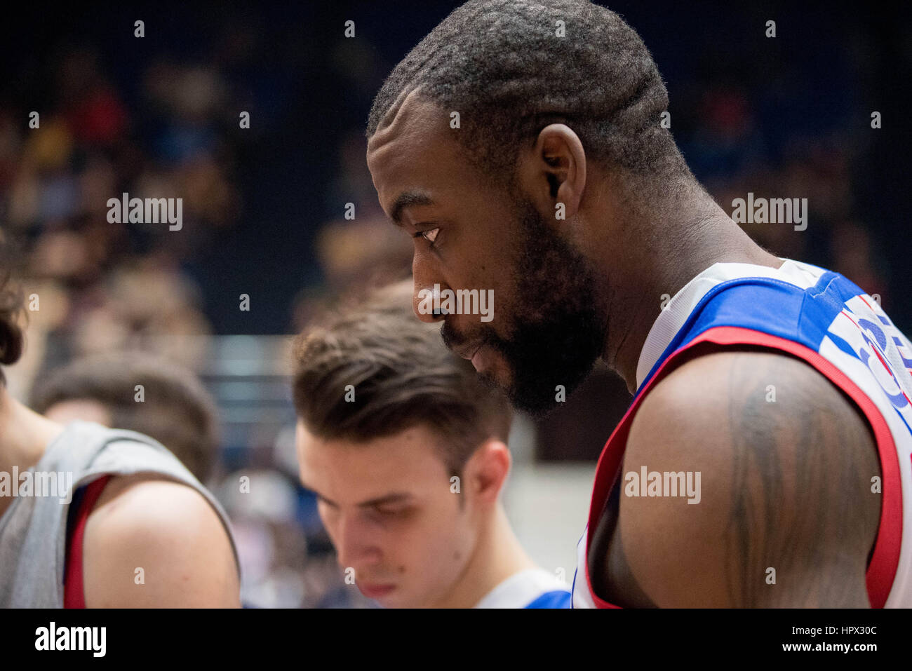 31. Januar 2016: Christopher Cooper #20 von Steaua CSM EximBank Bukarest während der LNBM - Herren Basketball-Bundesliga Rumänien Spiel zwischen Steaua CSM EximBank Bukarest (ROU) Vs CS Dinamo Bukarest (ROU) in Polyvalent Sporthalle in Bukarest, Rumänien ROU.   Foto: Cronos/Catalin Soare Stockfoto