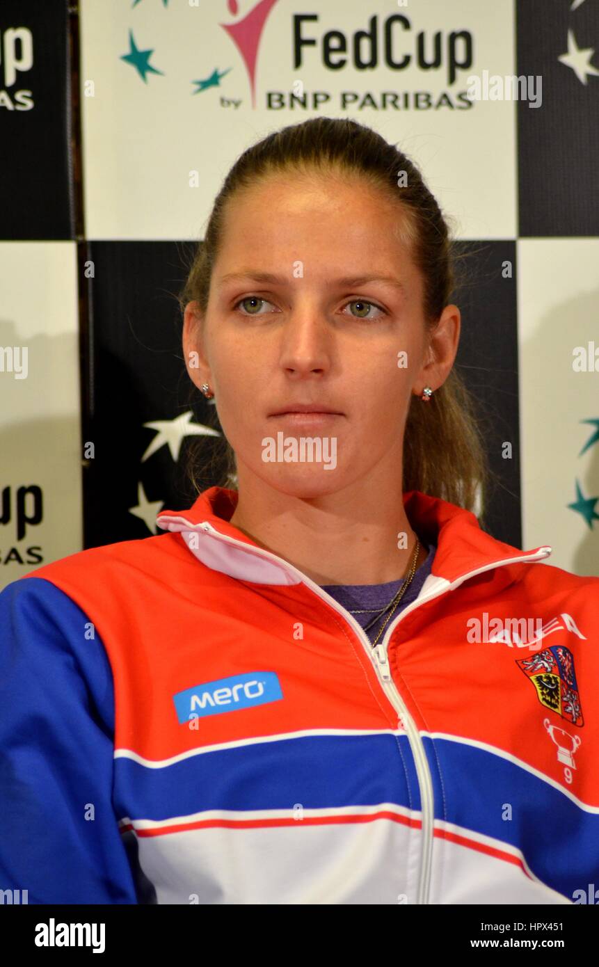 03 Februarie 2016: Karolina Pliskova #13 WTA - Nationala de Tenis ein Cehiei - La Conferinta de Presa Inainte de Meciul de Fed-Cup-Rumänien - Cehia. Foto: Cronos/Dan Porcutan Stockfoto