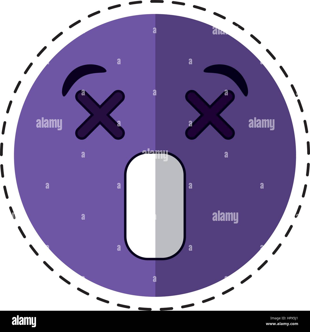 Dizzy Emoticon Stil Schnittlinie Stock Vektor