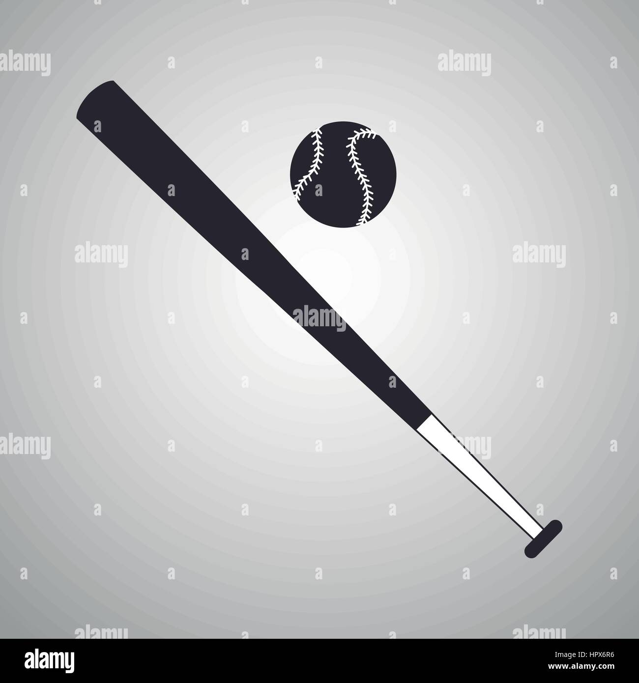 Baseball Schläger und Ball schwarz / weiß Stock-Vektorgrafik - Alamy