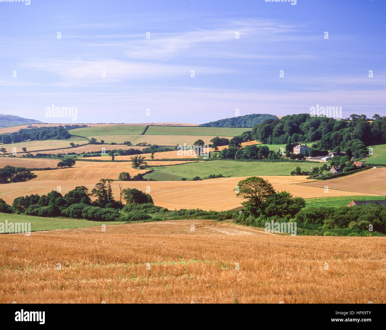 Eine hügelige Landschaft in der Nähe von Newport, Isle Of Wight, England, Vereinigtes Königreich Stockfoto