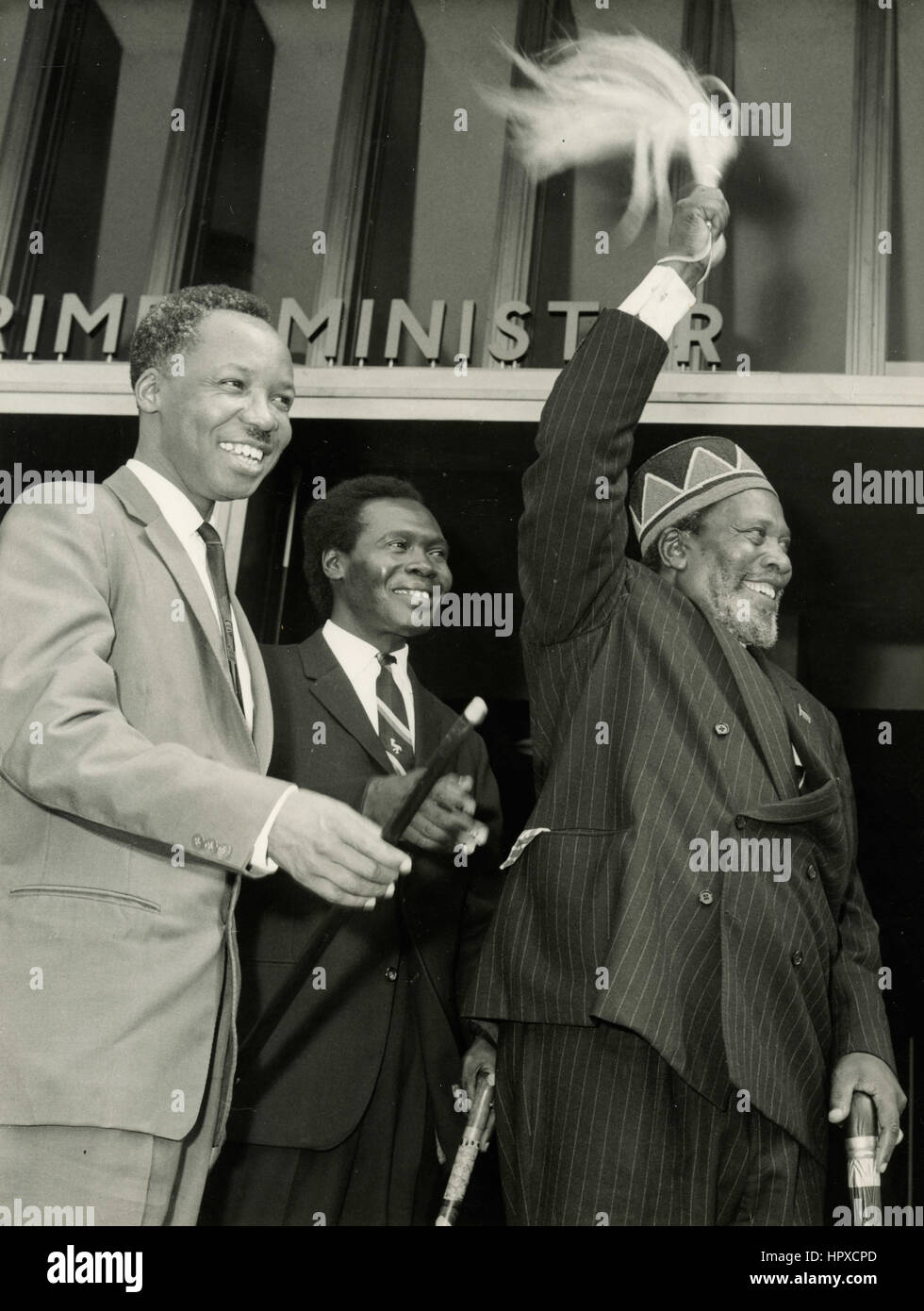 Von links Julius Nyerere, Präsident von Tanzania, Milton Obote aus Uganda und Jomo Kenyatta aus Kenia Stockfoto