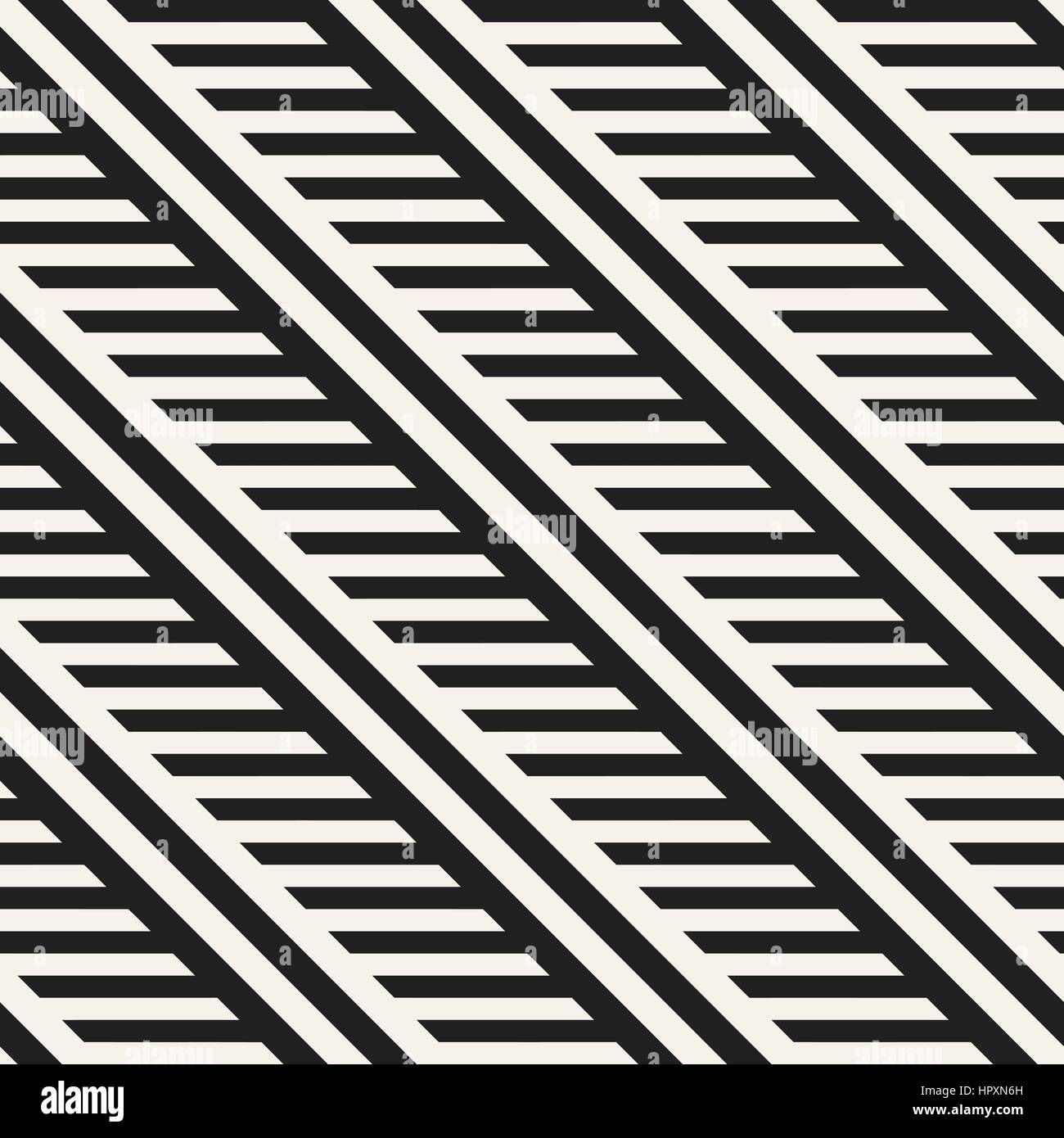 Interlacing parallele Streifen. Monochrome Musterdesign Vektor. Abstrakten geometrischen Hintergrund. Stock Vektor