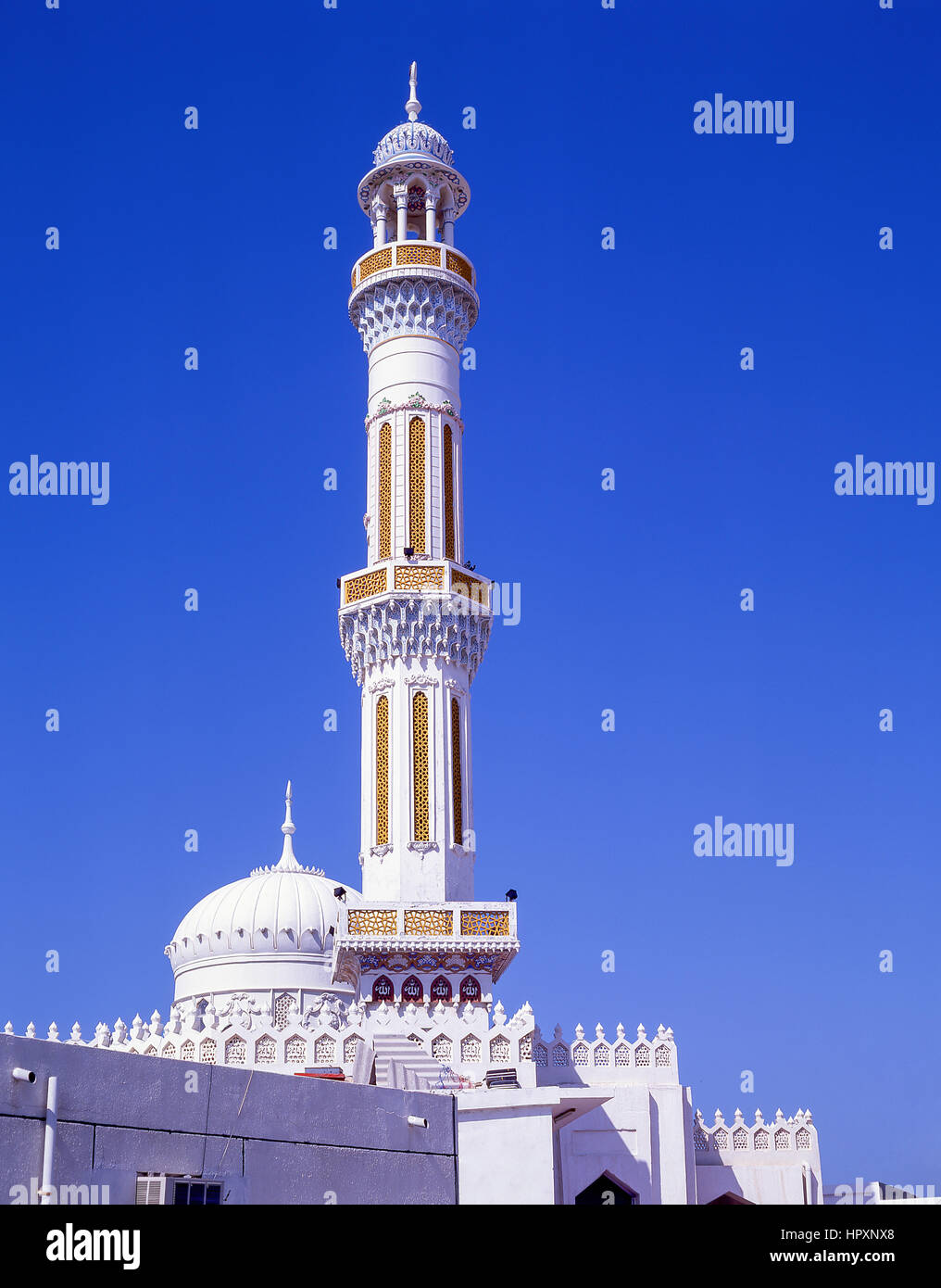 Kleine Moschee Minarett, Al Barsha, Dubai, Vereinigte Arabische Emirate Stockfoto