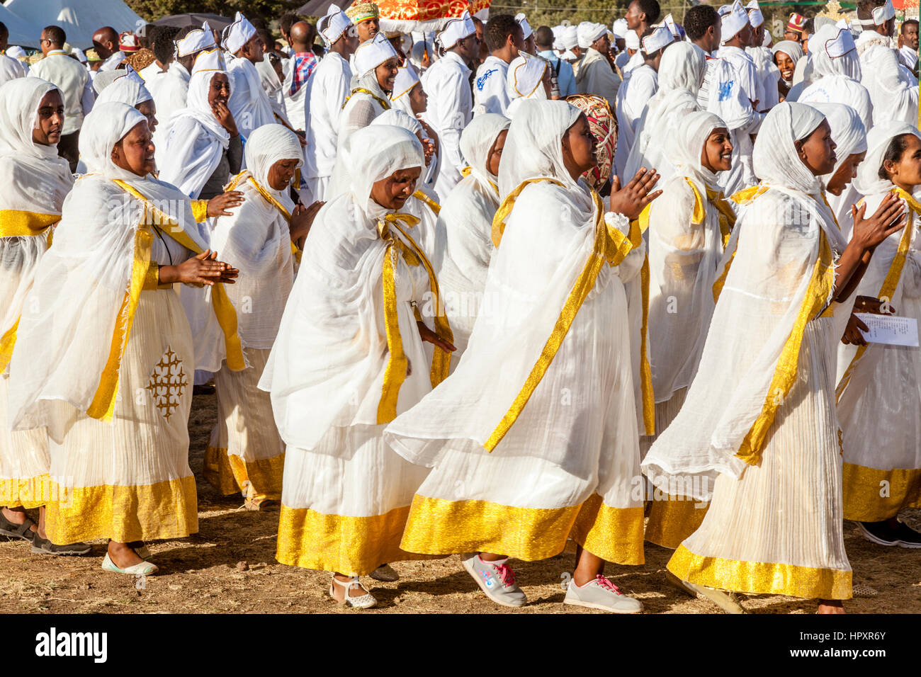 Äthiopischen Christen feiern Timkat (Dreikönigstag), Sportplatz Jan Meda, Addis Ababa, Äthiopien Stockfoto