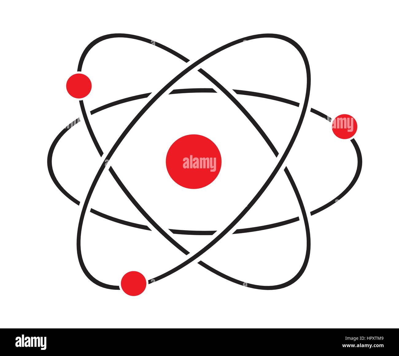 Atom-Symbol Vektor in weißen Hintergrund isoliert. Stock Vektor