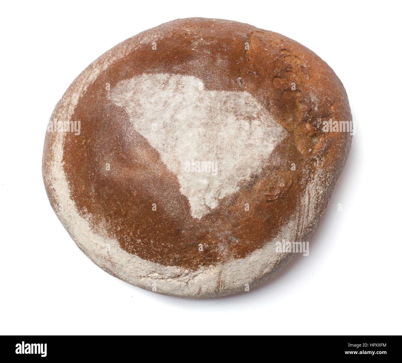 Ein frisch gebackenes Brot bedeckt mit Roggenmehl in Form von South Carolina. (Serie) Stockfoto