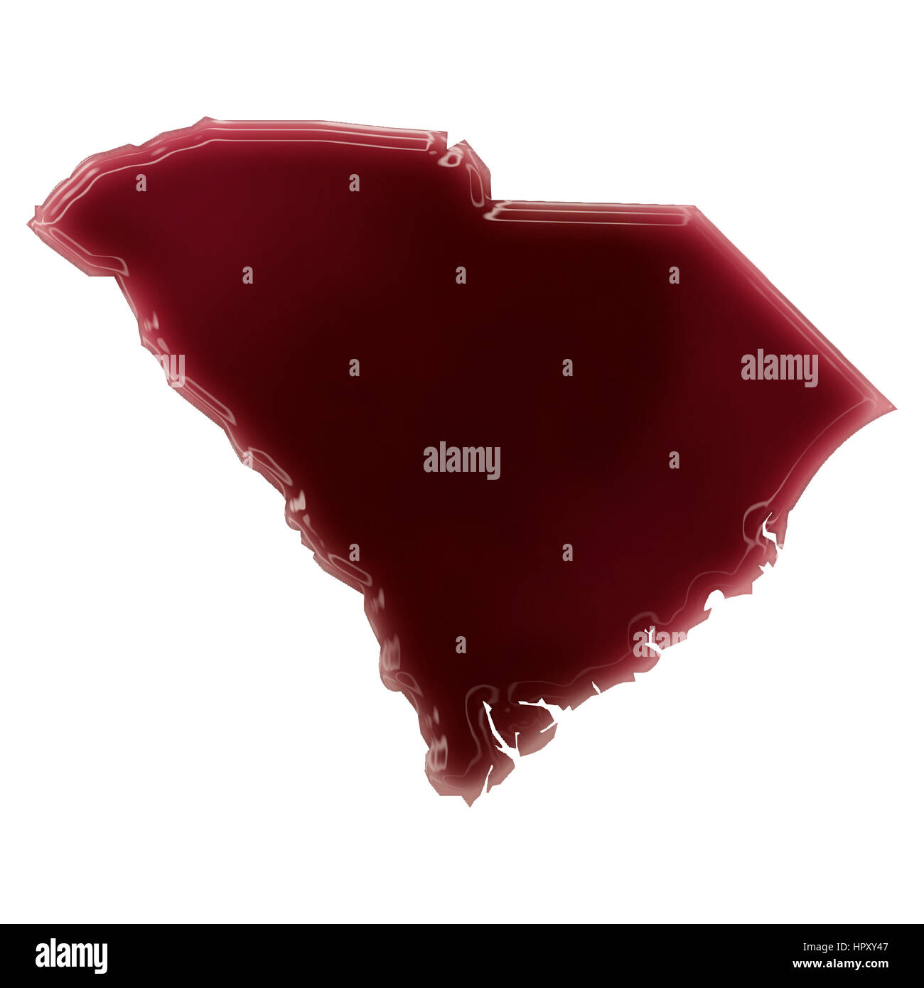 Pool von Blut (oder Wein), die die Form von South Carolina gebildet. (Serie) Stockfoto