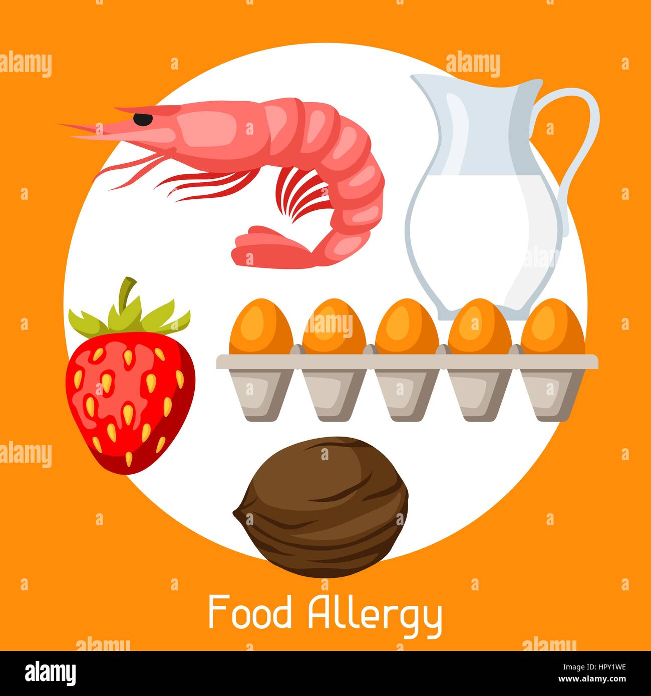 Nahrungsmittel-Allergie. Vektor-Illustration für medizinische Websites Werbung Medikamente Stock Vektor