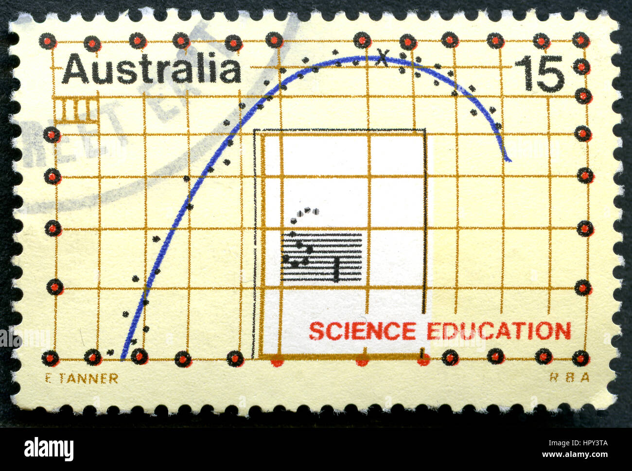 Australien - CIRCA 1974: Eine gebrauchte Briefmarke aus Australien, eine Illustration eines Graphen darstellen und feiern Science Education, ca. 1974. Stockfoto