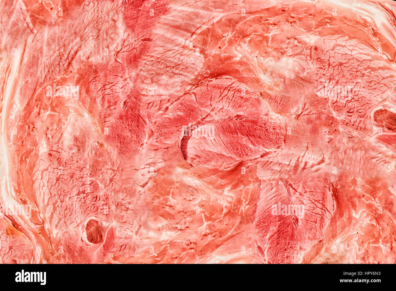 Textur von rotem Fleisch schließen für Ihre Kreativität Stockfoto