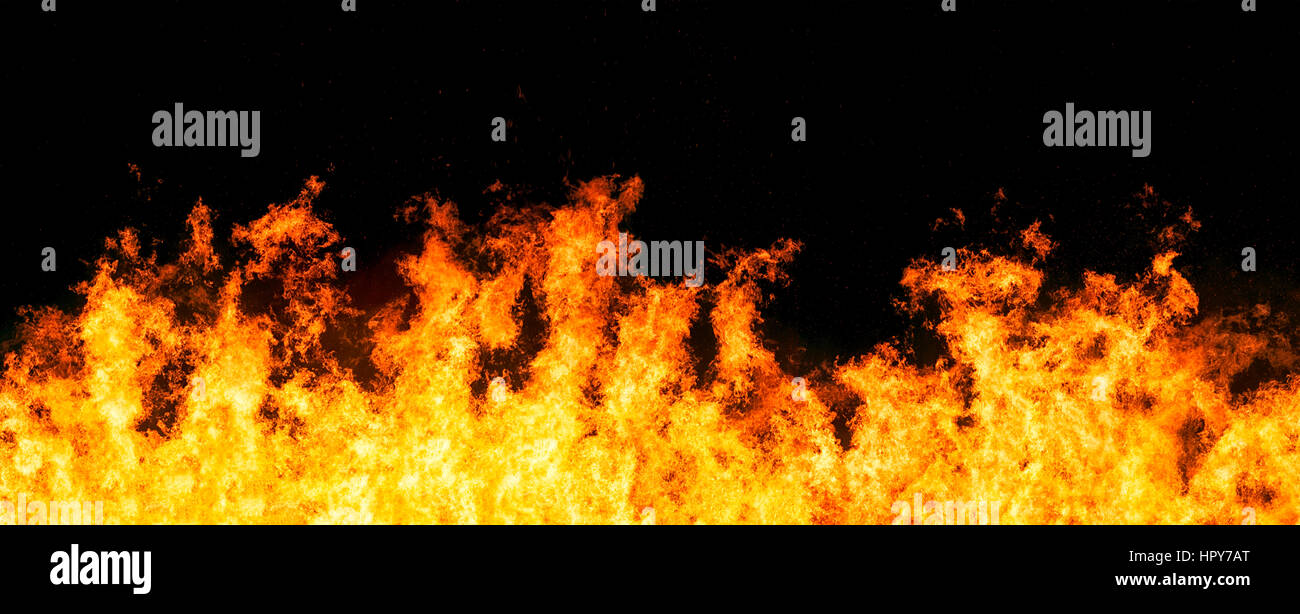 Wand aus Feuer und Flammen Stockfoto