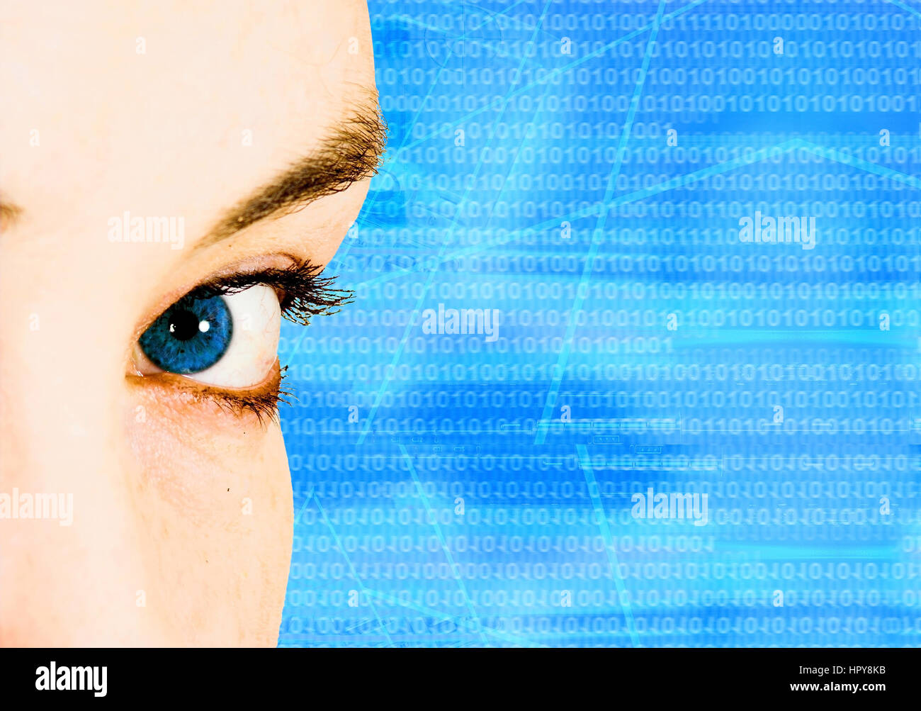 schöne blaue technologische Auge Stockfoto