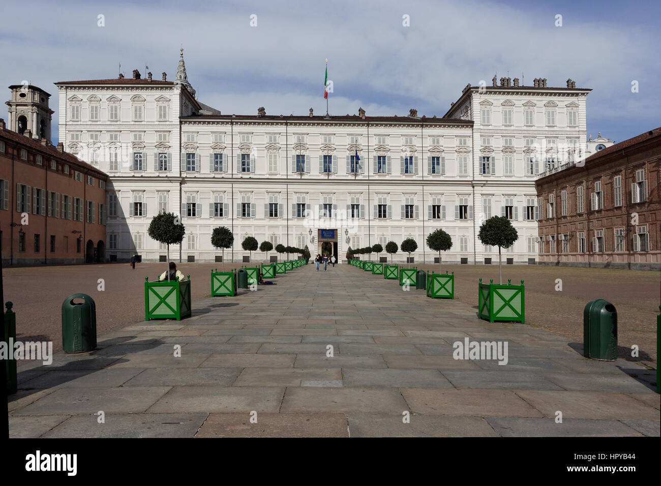 Landschaft des königlichen Palastes in Piazza Castello Turin Piemont Italien Stockfoto