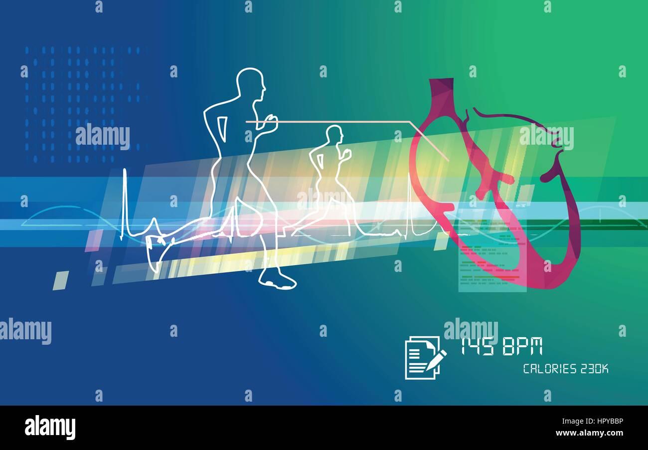 Abstrakte Darstellung für die Ausführung der Übung mit Herzschlag Stock Vektor
