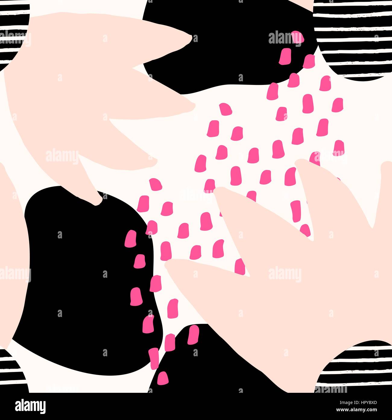 Collage-Stil nahtlose Muster mit abstrakten und organische Formen in Pastell rosa, Pink, schwarz und Creme. Moderne und originelle Textile Umhüllung Stock Vektor