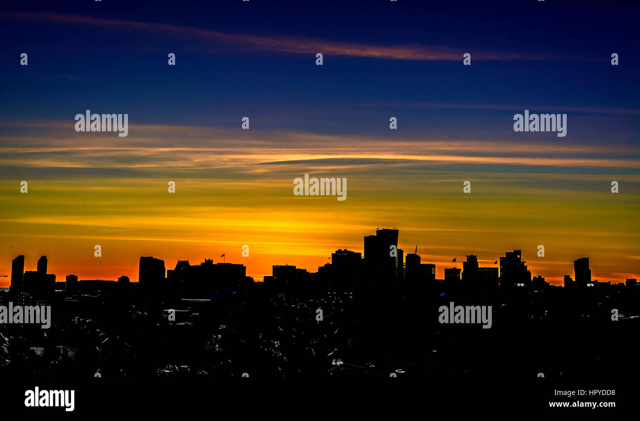 Sonnenuntergang Skyline von San Diego Stockfoto