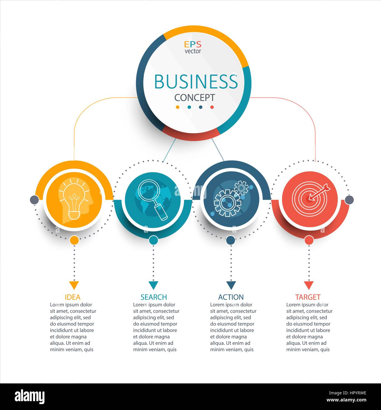 Vektor-Illustration-Infografik-Vorlage mit 3D Kreise Papieretikett, Business-Template für die Präsentation. Kreatives Konzept für Infografik, Diagramm. Stock Vektor