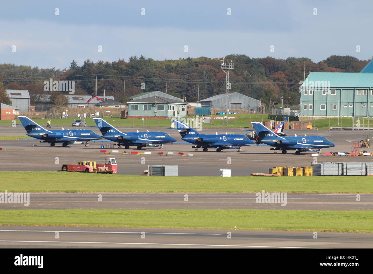Vier Dassault Falcon 20DCs betriebenen Cobham Aviation Services, Prestwick Flughafen während der Übung Joint Warrior 16-2. Stockfoto