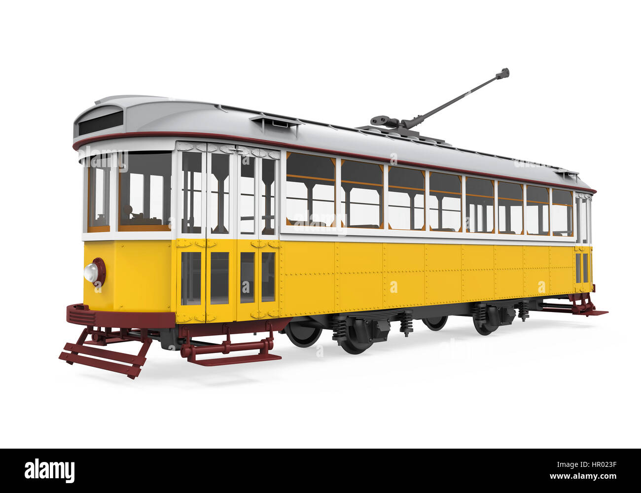 Vintage Gelb Straßenbahn isoliert Stockfoto