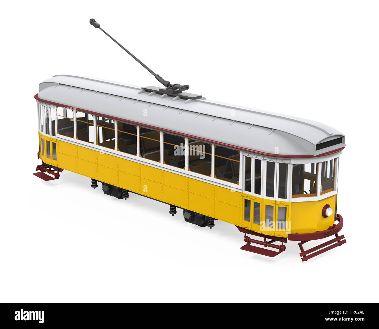 Vintage Gelb Straßenbahn isoliert Stockfoto