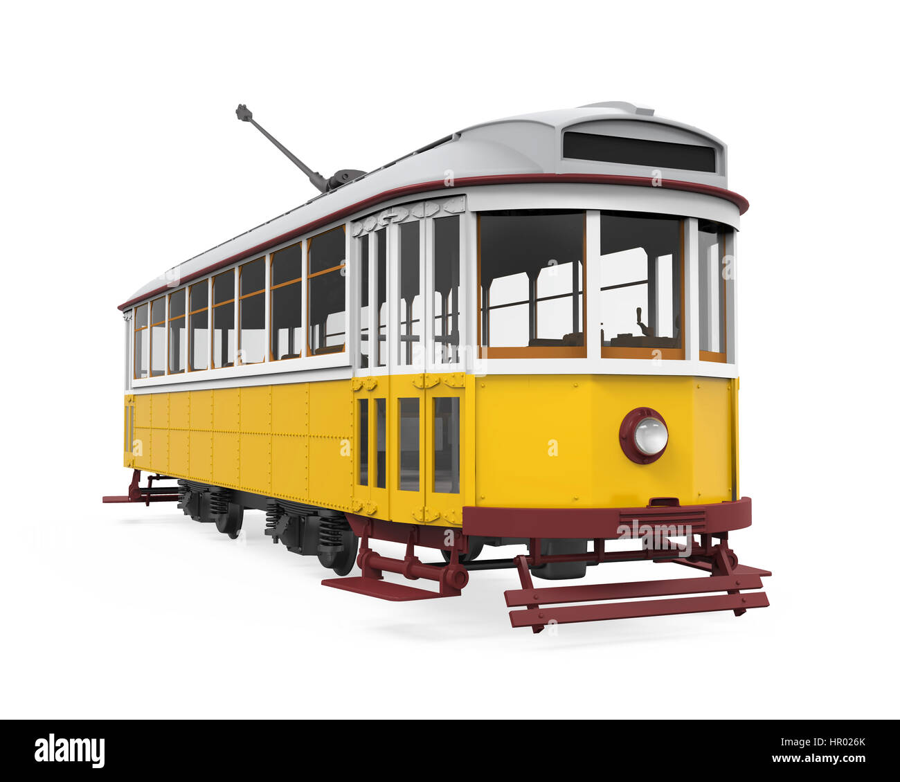 Vintage Gelb Straßenbahn isoliert Stockfoto