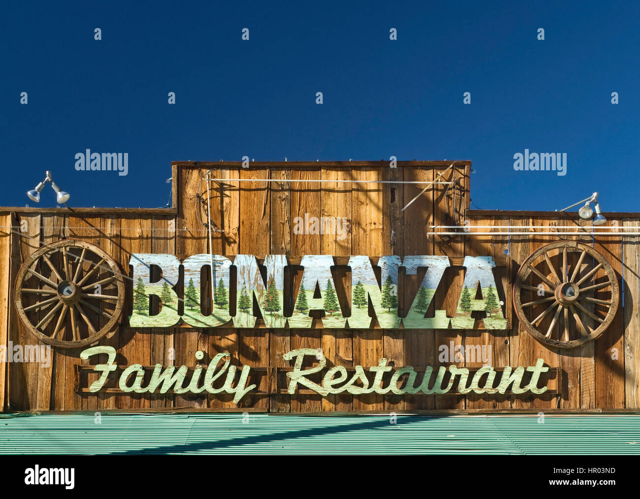 Restaurant-Zeichen in Lone Pine, Owens Valley, Kalifornien, USA Stockfoto