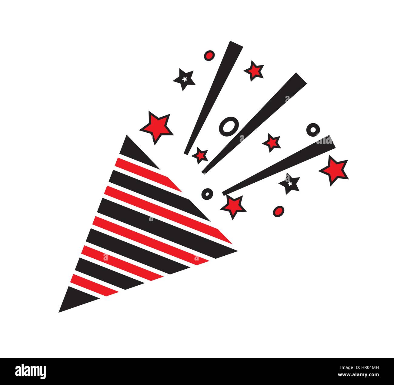 Konfetti Party Popper Symbol Vektor in weißen Hintergrund isoliert. Stock Vektor