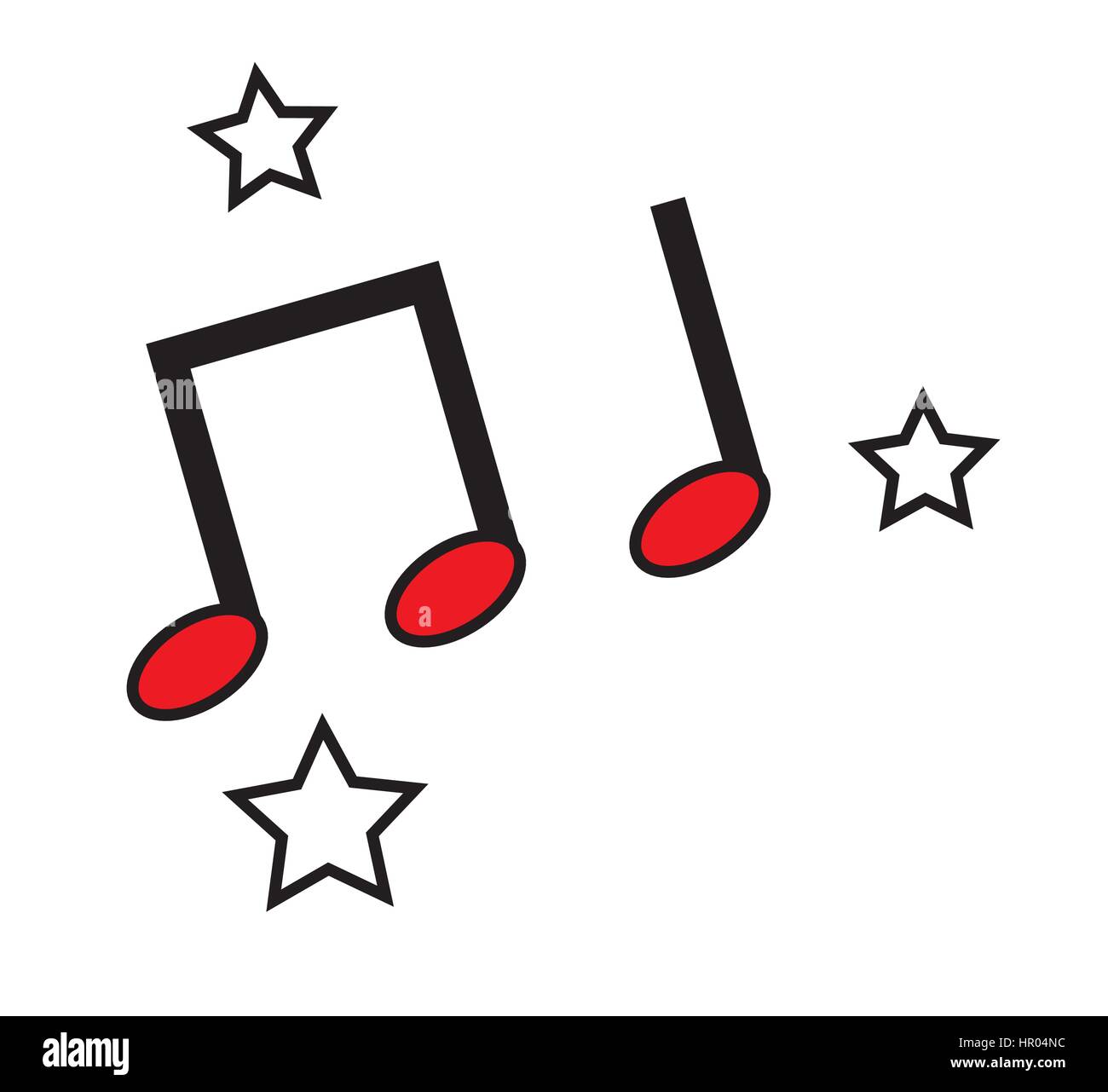 Musik Noten weiße Sterne Symbole Vektor in weißen Hintergrund isoliert. Stock Vektor
