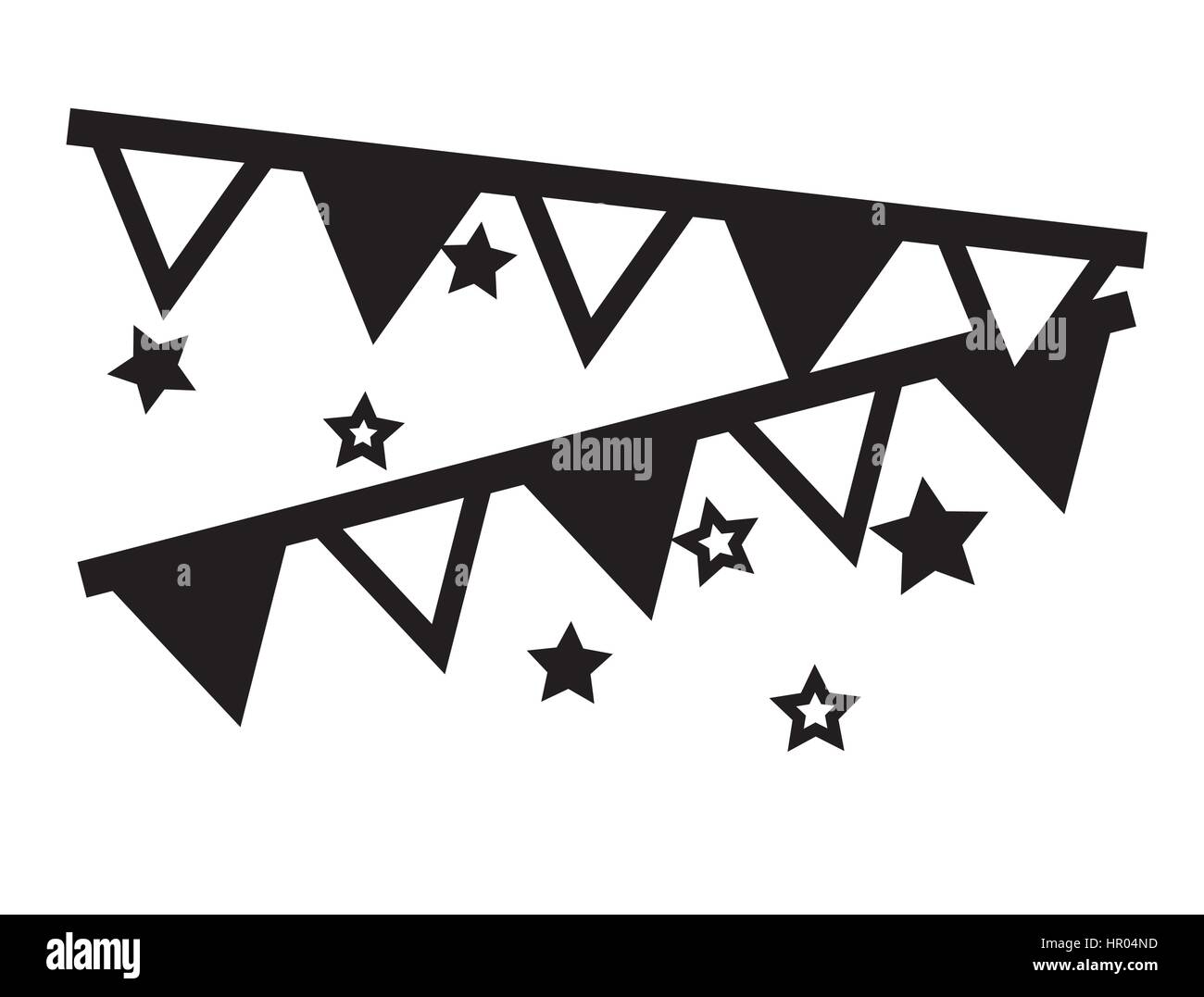 Dekorative Partei Fahnen hängen mit Sternen Icons Vektor isolierten in weißen Hintergrund. Stock Vektor