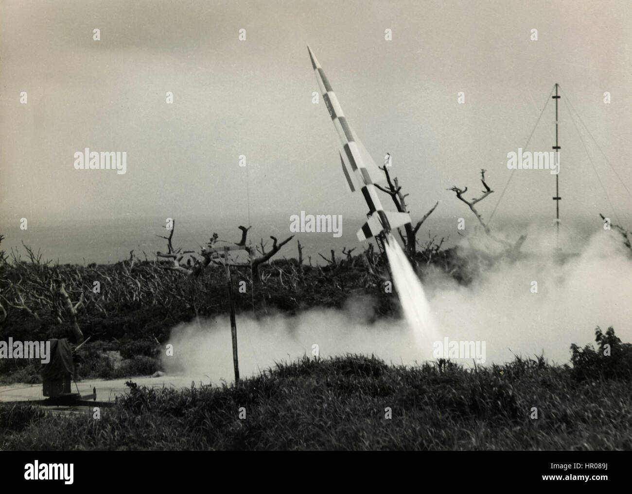 Test im Inland entwickelte Rakete, Niijima, Japan Stockfoto