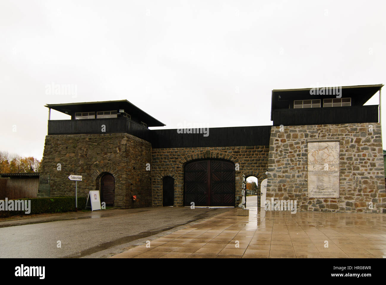 Mauthausen Konzentrationslager; Lagertor, Donau, Oberösterreich, Oberösterreich, Österreich Stockfoto