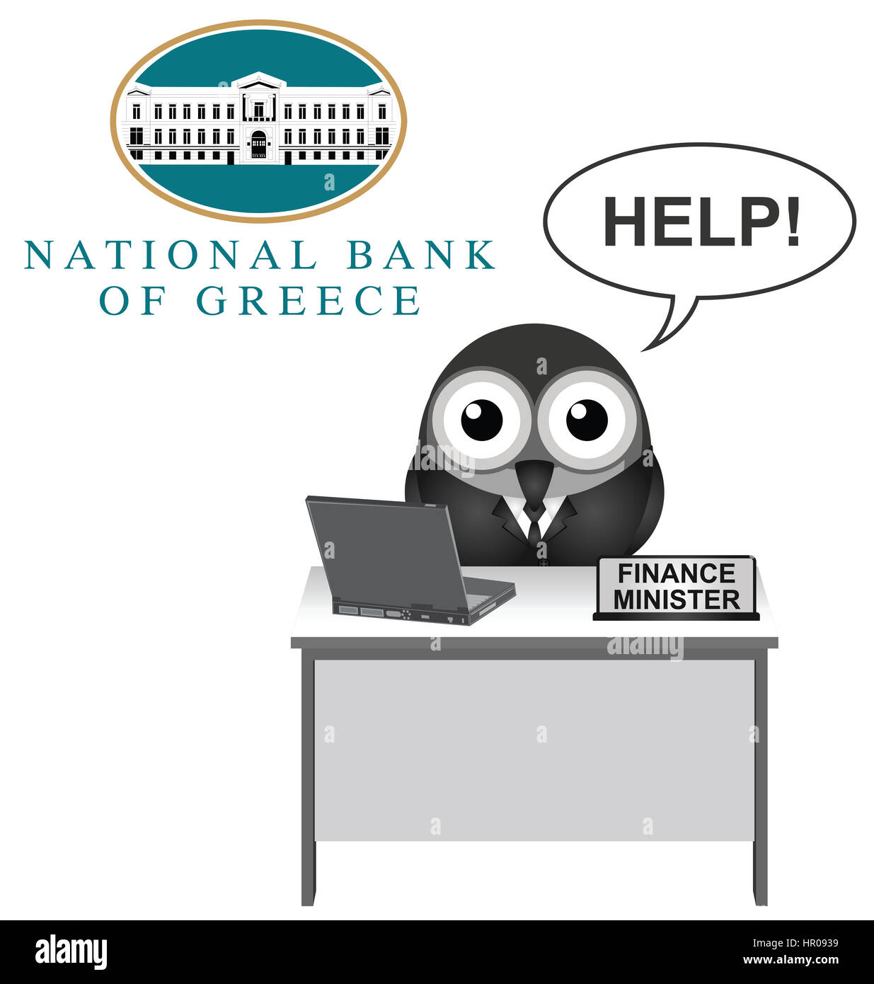 National Bank of Greece, Finanzminister von Griechenland um Hilfe, die griechischen Staatsschulden und Euro-Zone-Währung-Krise Stockfoto