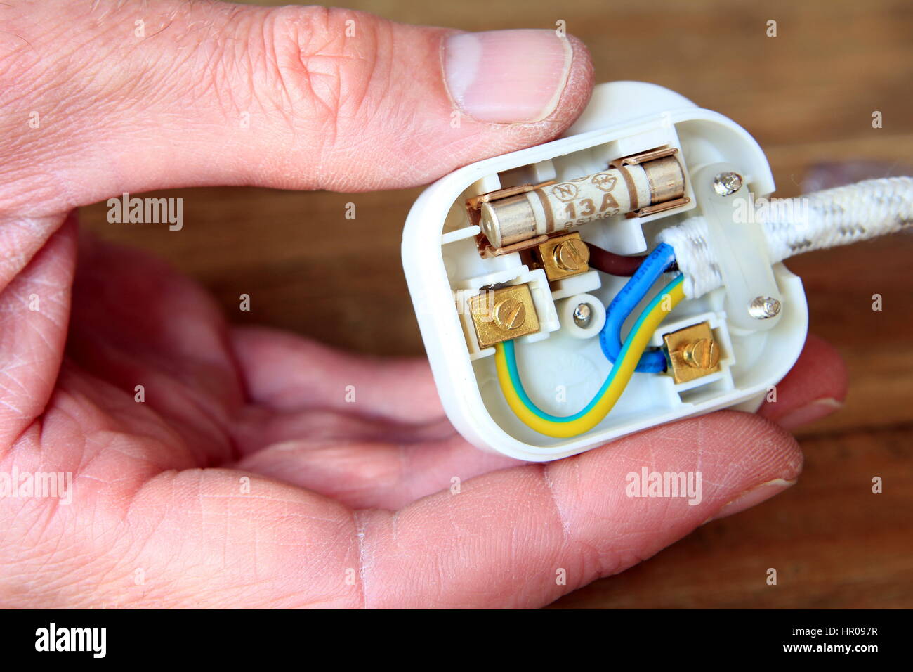UK 13 Amp inländischen Stecker mit Rücken der Sicherung abgenommen Stockfoto