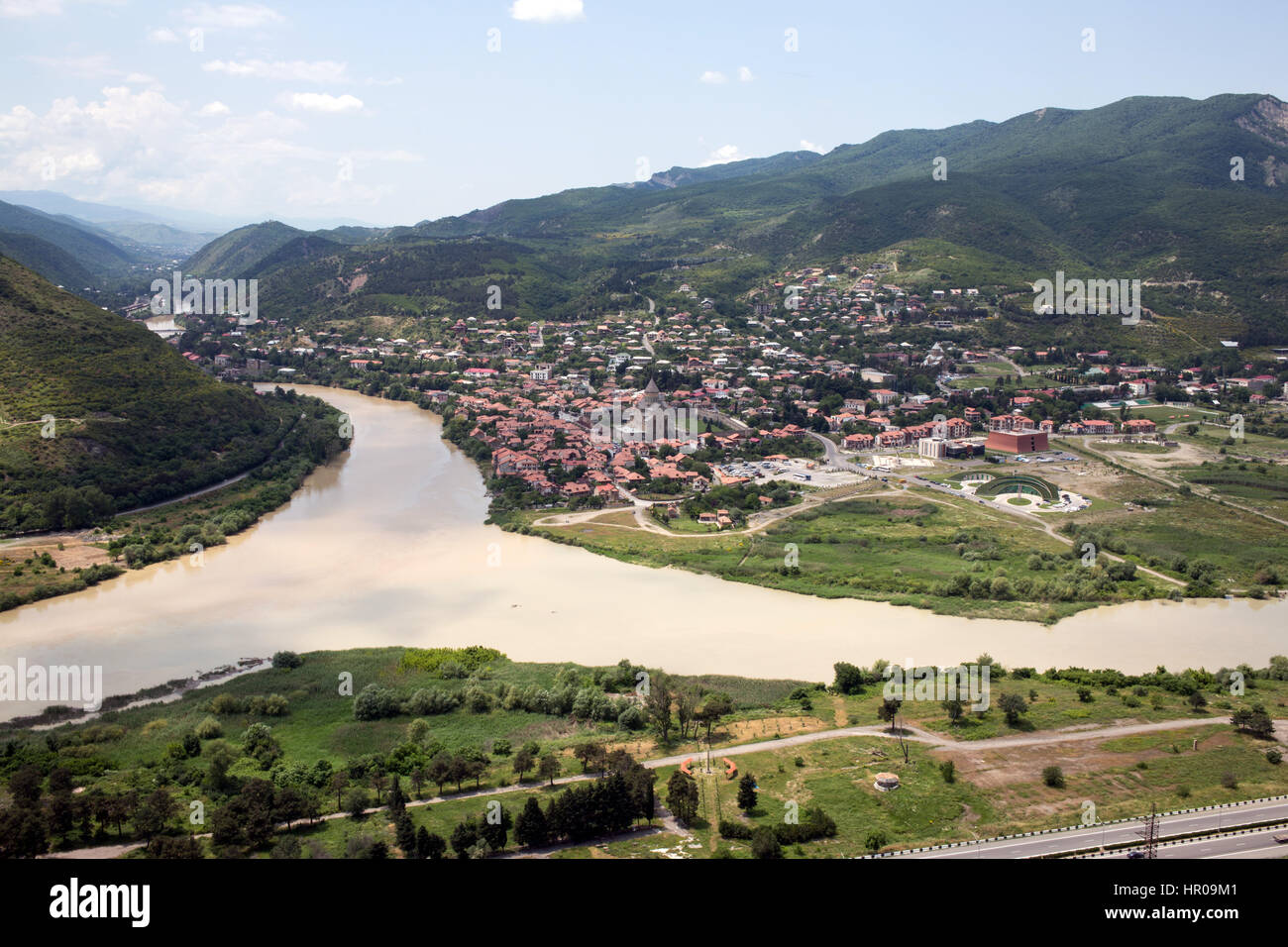 Ansicht nach Mzcheta der großen Dschwari Kloster, Georgia Stockfoto