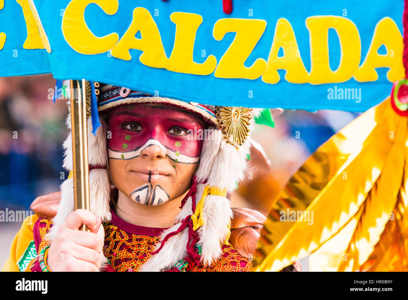 Badajoz, Spanien - 24. Februar 2017: Kinder, die Teilnahme an der Kinder Karnevalsumzug in Badajoz Stockfoto