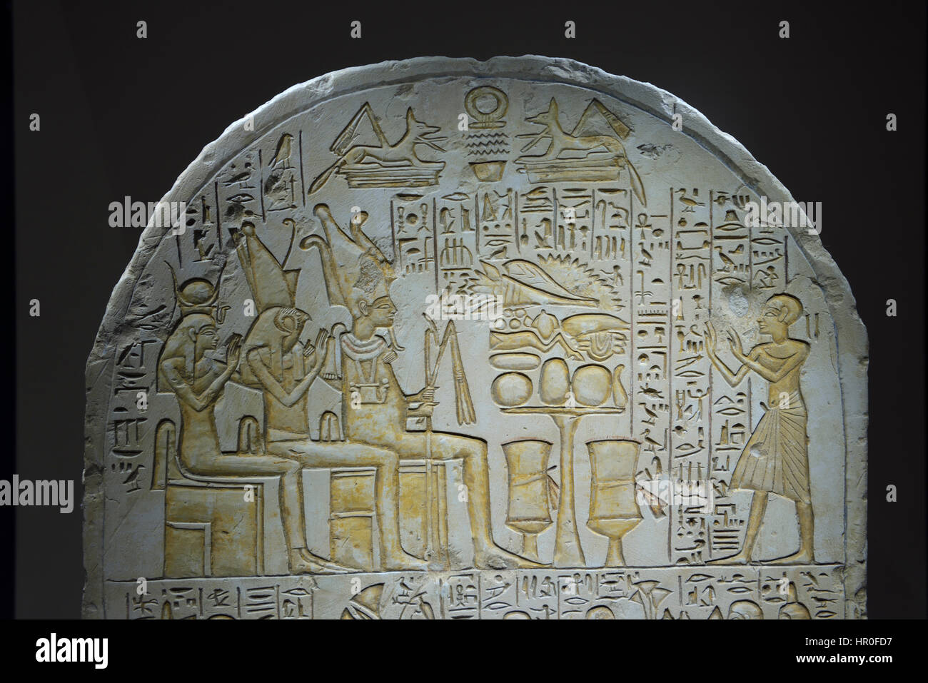 Alte ägyptische Stele im Louvre. Stockfoto
