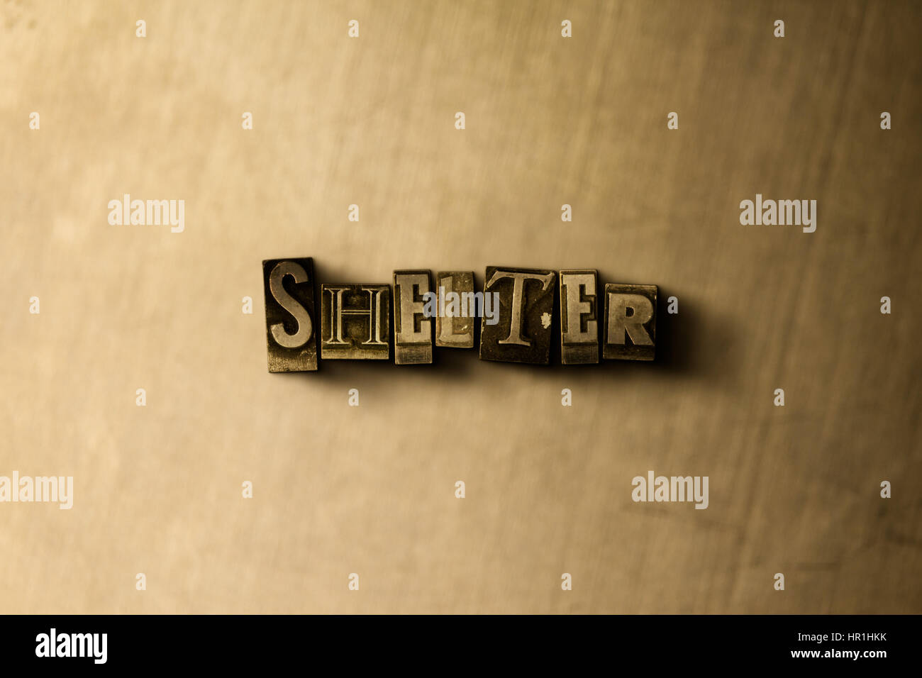 SHELTER - Schriftsatz Nahaufnahme von Grunge Vintage Wort auf Metall Hintergrund. GEMA frei Lager - gerenderte 3D Bild.  Einsetzbar für Online-Bannerwerbung Stockfoto