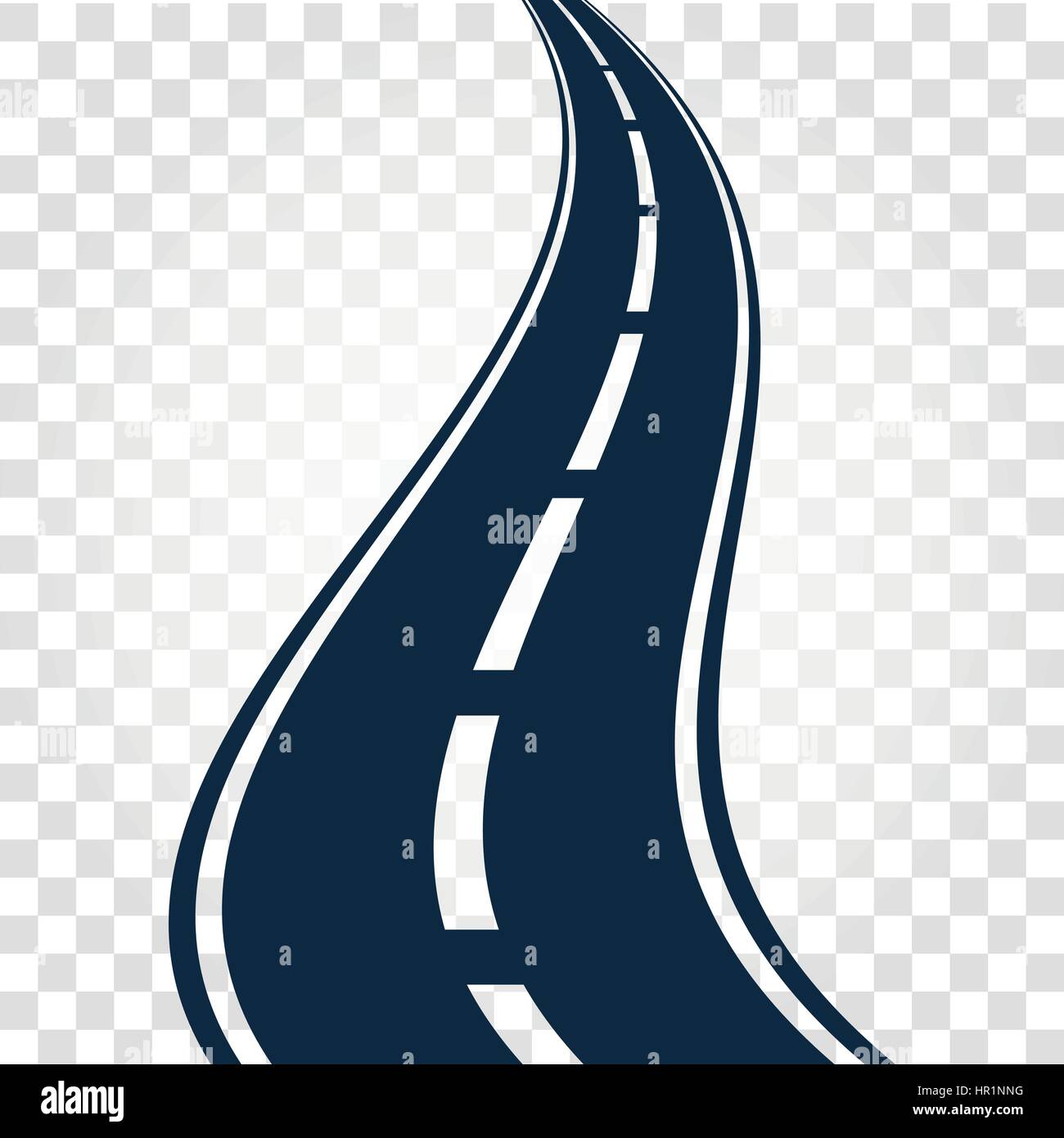 Isolierte schwarz Straße oder Autobahn mit Teilung Markierungen auf weißem Hintergrund-Vektor-Illustration. Stock Vektor