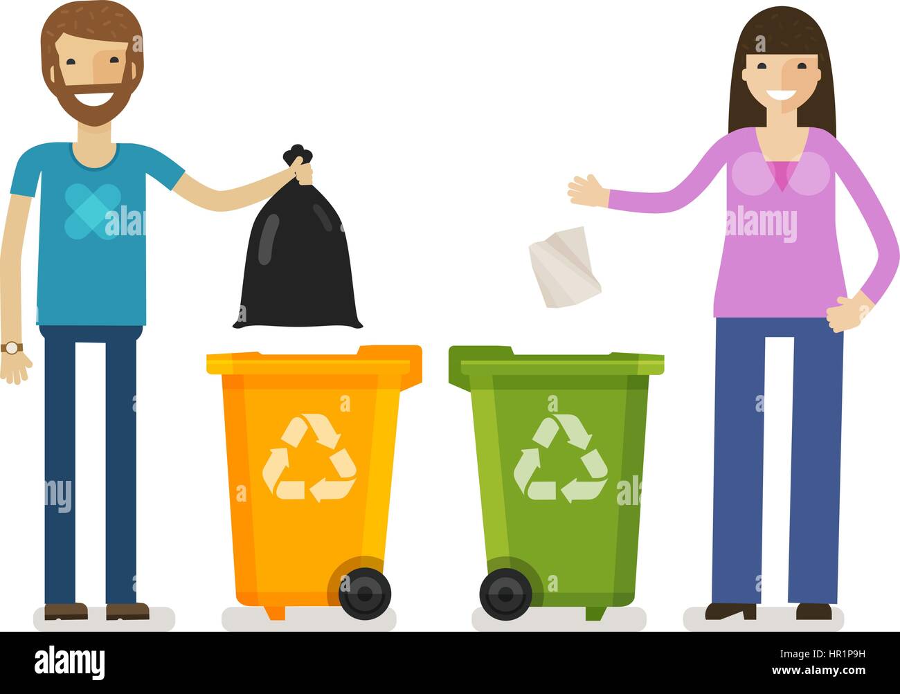 Mülleimer, Umwelt sauber halten Stock Illustration