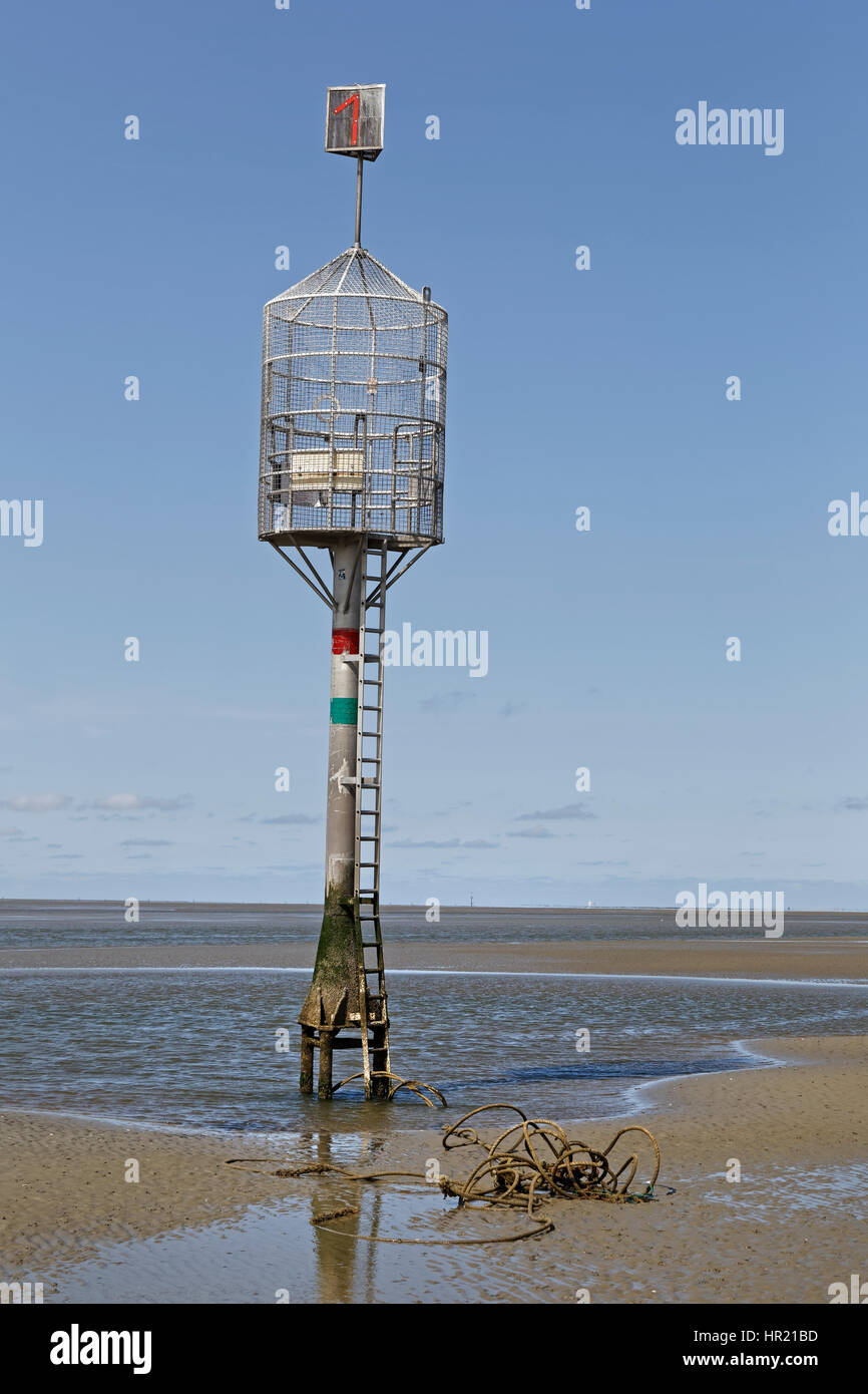 Zuflucht Leuchtturm, Nordsee, Wattenmeer, Cuxhaven, Deutschland, Europa Stockfoto