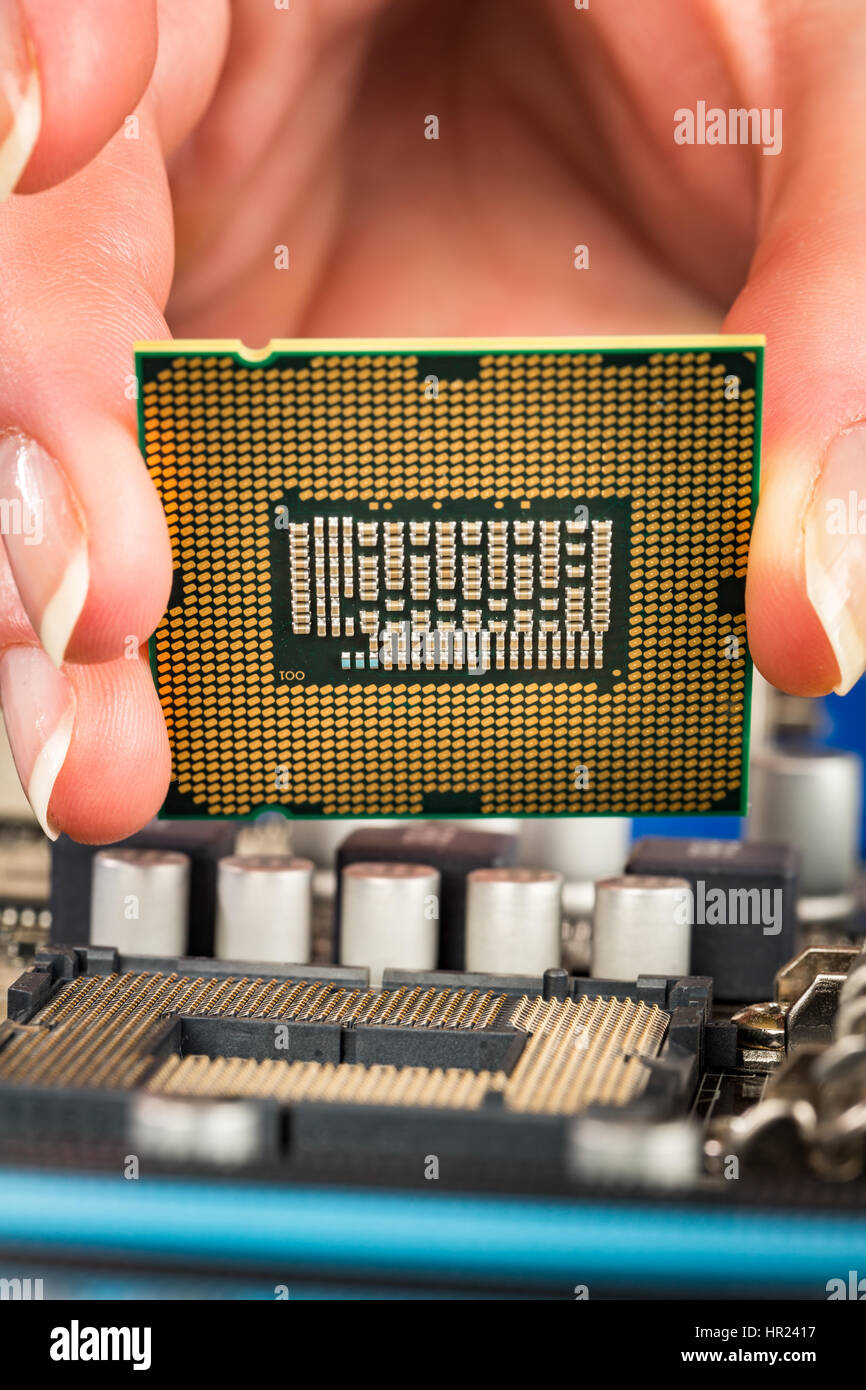 Moderner Prozessor und Motherboard für einen Computer zu Hause Stockfoto