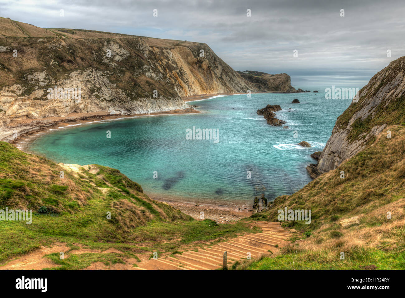 St. Oswald Bay und Mann o Krieg Strand Stockfoto